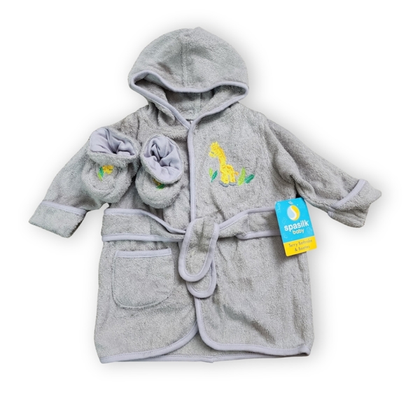 🆕️ Giraffe Terrycloth Robe and Booties, Kid's 0-9M - Picture 1 of 6